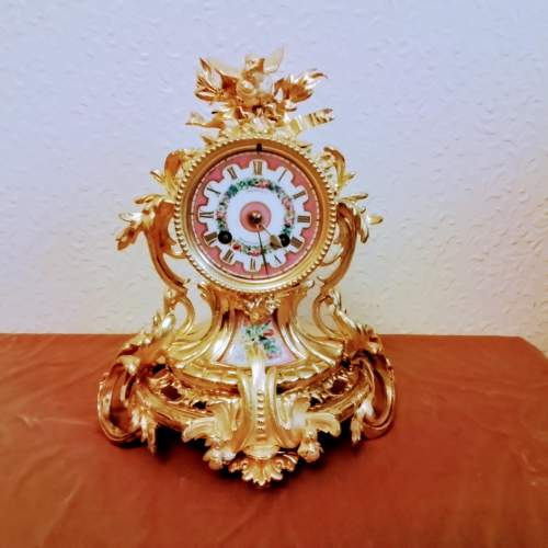 Gilded Bronze Clock with Porcelain Panels image-6
