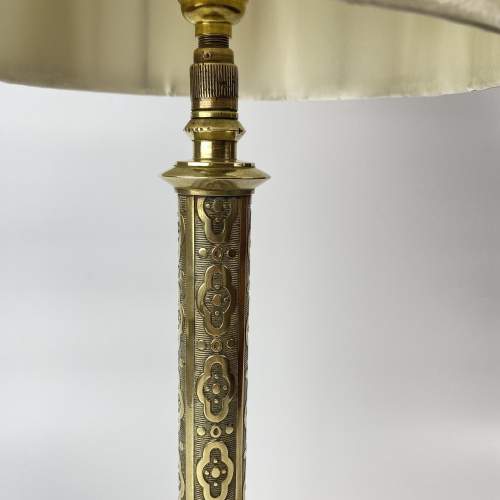 Original Late 19th Century Arts and Crafts Brass Table Lamp image-3