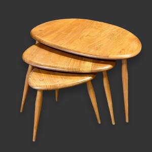 Ercol Nest of Three Pebble Tables