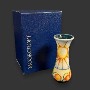 Boxed Moorcroft Sun and Fruit Bud Vase