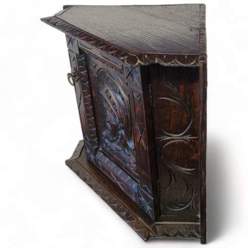 Victorian Small Carved Oak Corner Cupboard image-2