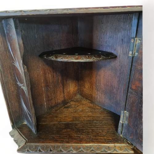 Victorian Small Carved Oak Corner Cupboard image-3
