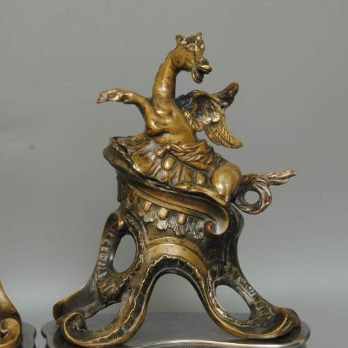 19th Century Polished Iron and Bronze Chenets image-3