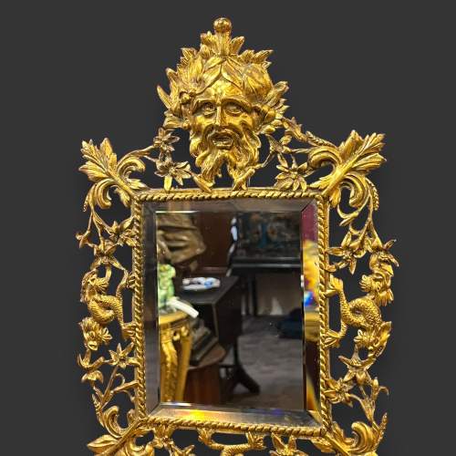 19th Century Gilded Cast Metal Girandole Wall Mirror image-4