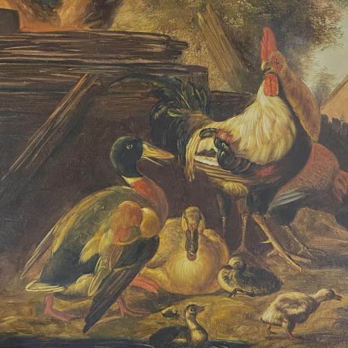 Oil on Canvas Painting of a Farmyard Scene image-3