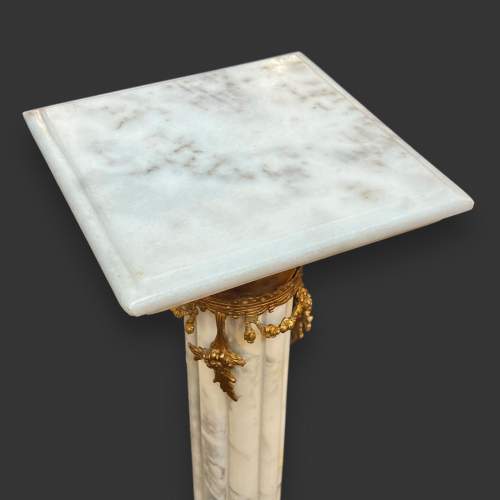 French White Marble Pillar Plant Stand with Gilt Ormolu Mounts image-3