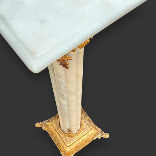 French White Marble Pillar Plant Stand with Gilt Ormolu Mounts image-5