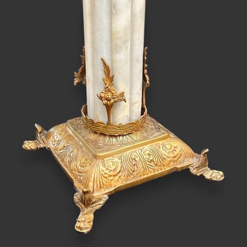 French White Marble Pillar Plant Stand with Gilt Ormolu Mounts image-6