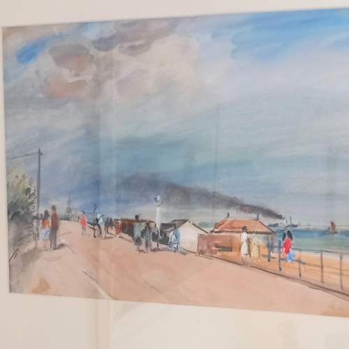 20th Century Watercolour Promenade Scene image-2