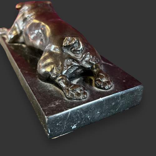 Bronze Bull Dog on Marble Plinth image-2