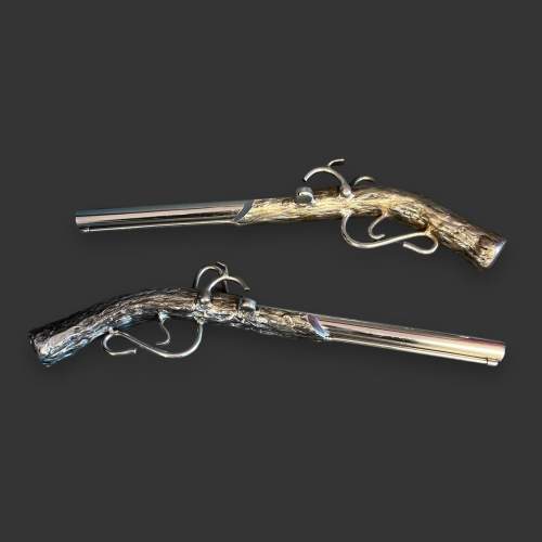 Pair of Contemporary Steel Art Wall Pistols image-1