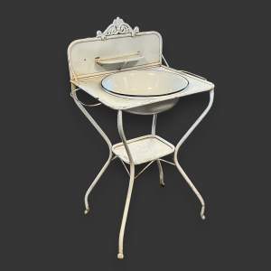 Beautiful French Vintage Enamel Wash Stand