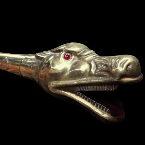 Vintage Car Boa Constrictor Brass Serpent Head Car Bulb Horn image-2