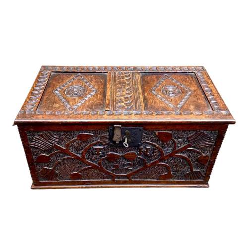 18th Century Carved Oak Coffer image-2
