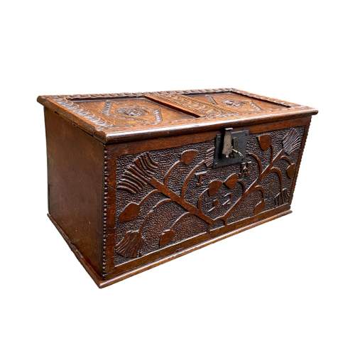 18th Century Carved Oak Coffer image-3