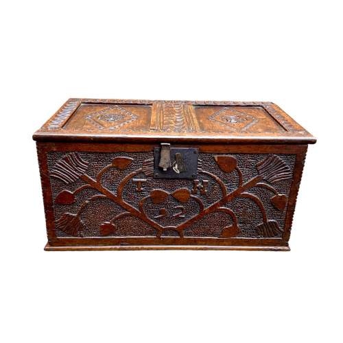 18th Century Carved Oak Coffer image-4