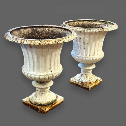 Pair of 19th Century Large and Very Heavy Cast Iron Garden Urns image-1