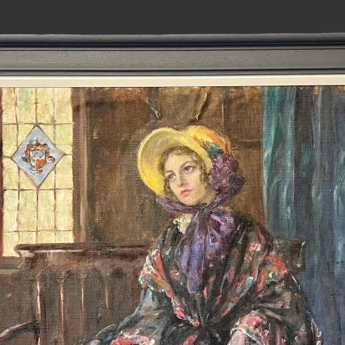 Early 20th Century Large Oil on Board Female Portrait image-2