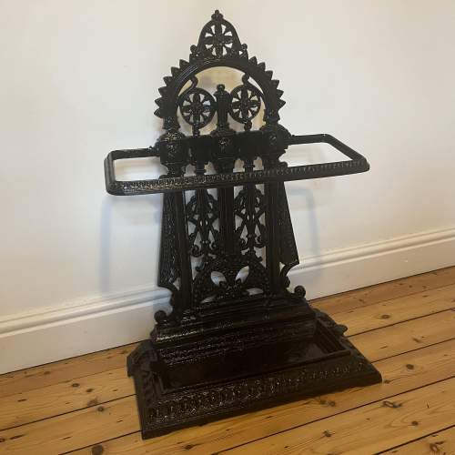 Antique Victorian Aesthetic Cast Iron Umbrella Stick Stand 1869 image-2