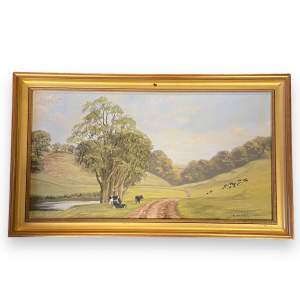 Marjorie Eileen Burton Oil on Canvas of Hundon Manor Farm