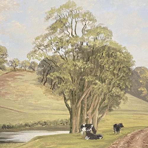 Marjorie Eileen Burton Oil on Canvas of Hundon Manor Farm image-2