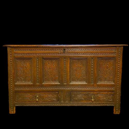 18th Century Carved Oak Mule Chest image-1