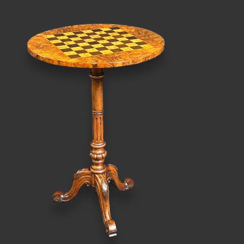 19th Century Walnut Occasional Table with Chessboard Top image-1