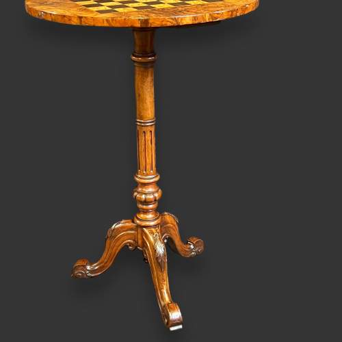 19th Century Walnut Occasional Table with Chessboard Top image-4