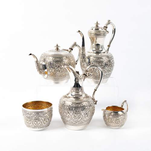 Antique Edwardian Five Piece Scottish Silver Tea Service image-2
