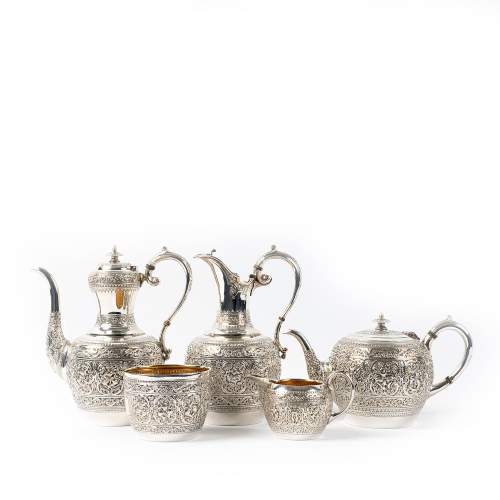 Antique Edwardian Five Piece Scottish Silver Tea Service image-3