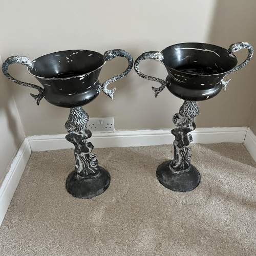 A Pair of Athenian Character Urn Pedestal Planters image-6