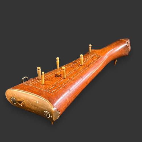 Early 20th Century Trench Art Gun Stock Cribbage Board image-2