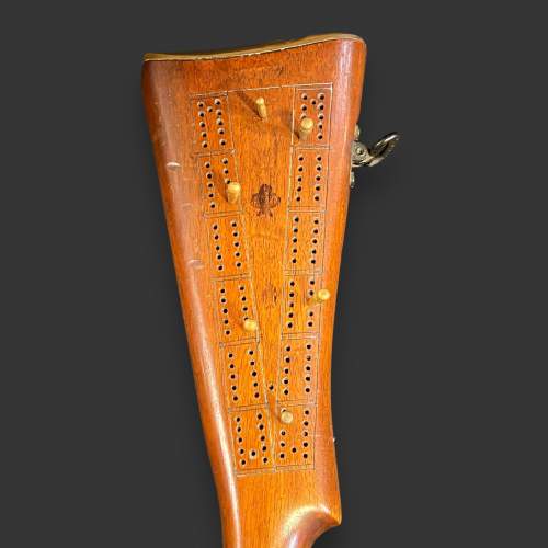 Early 20th Century Trench Art Gun Stock Cribbage Board image-3
