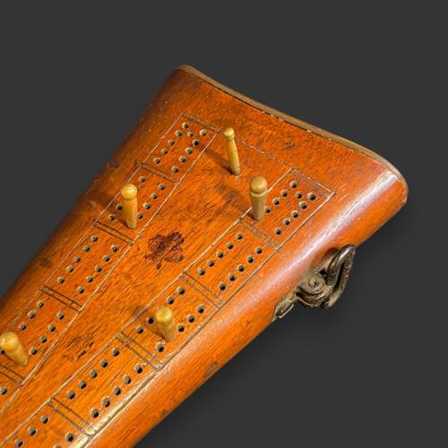 Early 20th Century Trench Art Gun Stock Cribbage Board image-4