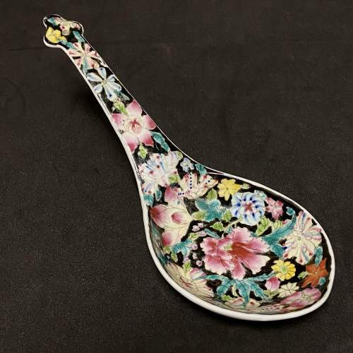Chinese Millefleur Porcelain Large Spoon image-1