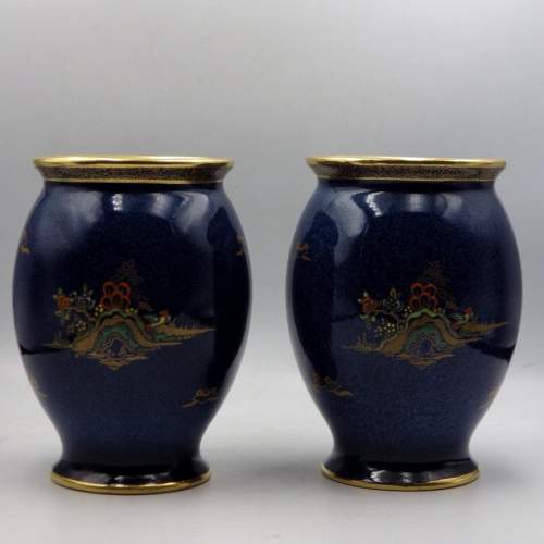 Crown Devon Fieldings 1920s Chinoiserie Lustre Pair of Vases image-5