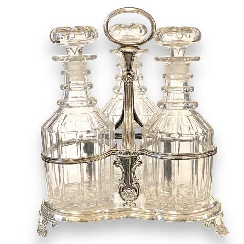 Early Victorian Silver Plated Triple Decanter Stand image-1