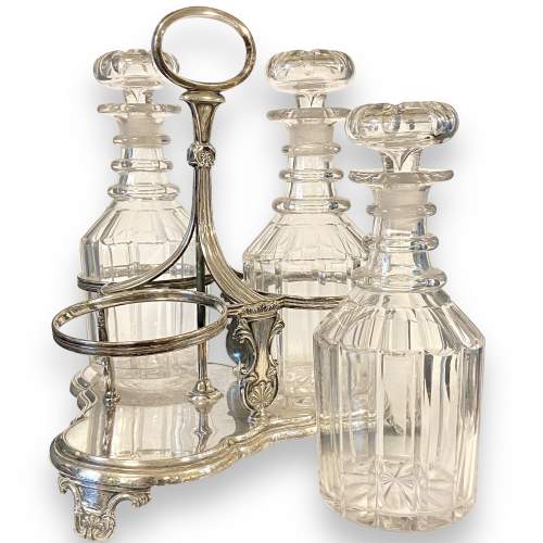 Early Victorian Silver Plated Triple Decanter Stand image-2