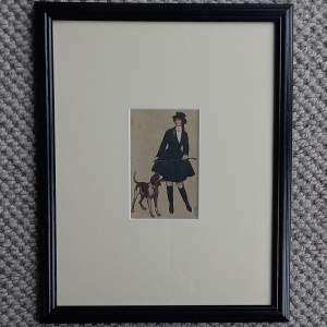 Framed Original Early 20thC Postcard Signed by E. Colombo