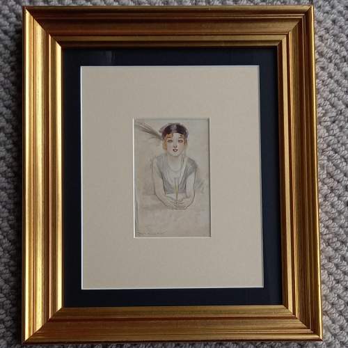 Early 20thC Framed postcard of an Art Deco Lady by Achille Mauzan image-1