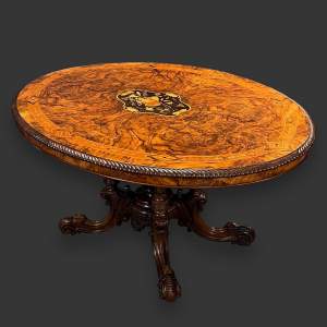 Victorian Burr Walnut Marquetry Loo Table