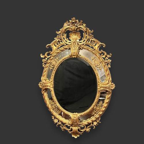 Impressive Large 19th Century Carved Giltwood and Gesso Mirror image-1