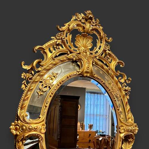 Impressive Large 19th Century Carved Giltwood and Gesso Mirror image-2