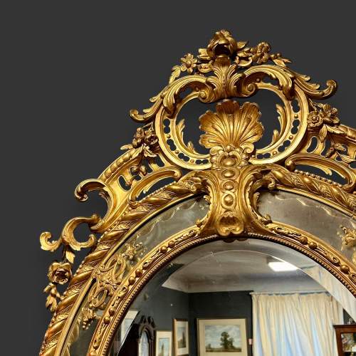Impressive Large 19th Century Carved Giltwood and Gesso Mirror image-4