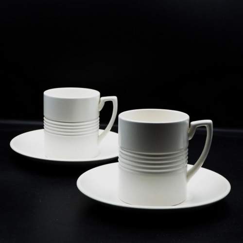 Keith Murray 1930s Art Deco Wedgwood Pair of Coffee Cans & Saucers image-1