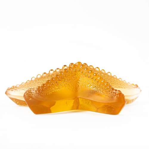 French Lalique Frosted Amber Glass Starfish Paperweight image-4