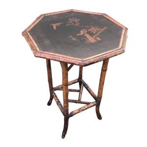 Antique Victorian Tiger Bamboo Laquered Table