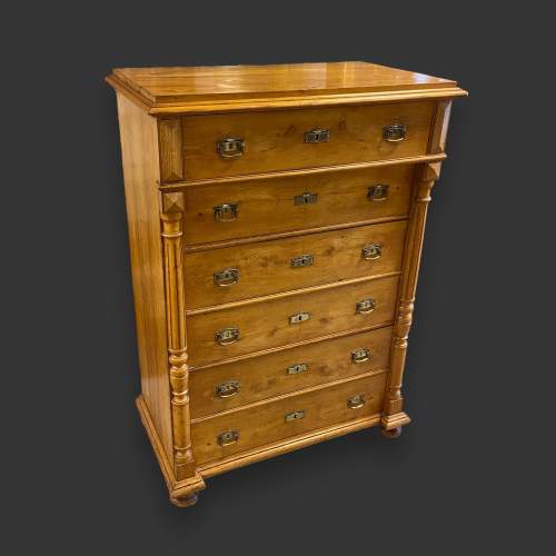 Continental Fruitwood Tallboy Chest of Drawers image-1