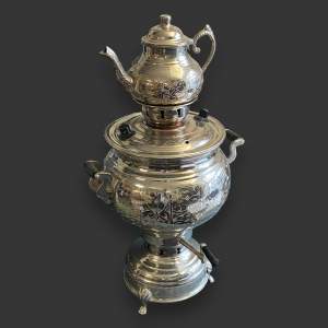 Nickel Plated Russian Samovar Tea Urn