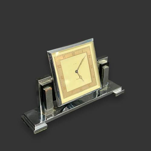 Art Deco Chrome Desk Clock image-1